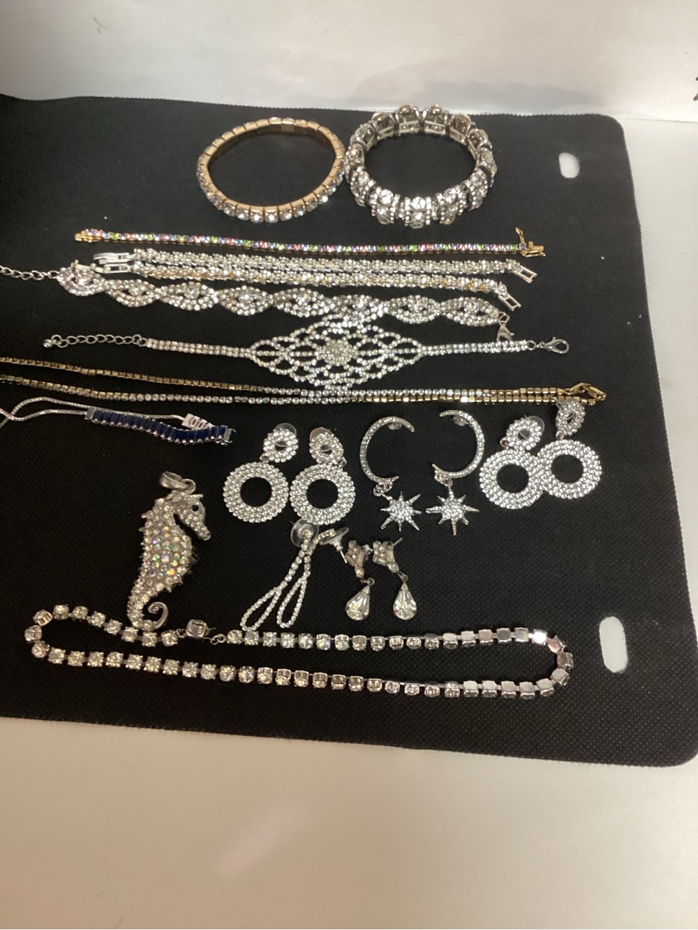 Vintage & New Bling Bling Rhinestone And Silvertone Jewelry Lot! View 4